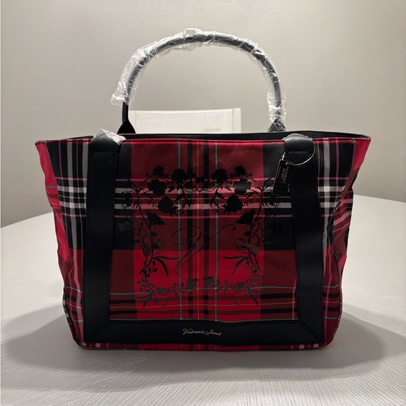 NWT Victoria’s Secret Red and Black Plaid Tote Bag - Picture 12 of 14